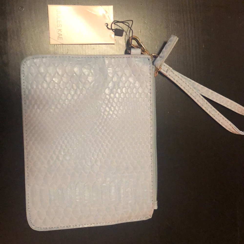 Snake Print light blue wristlet